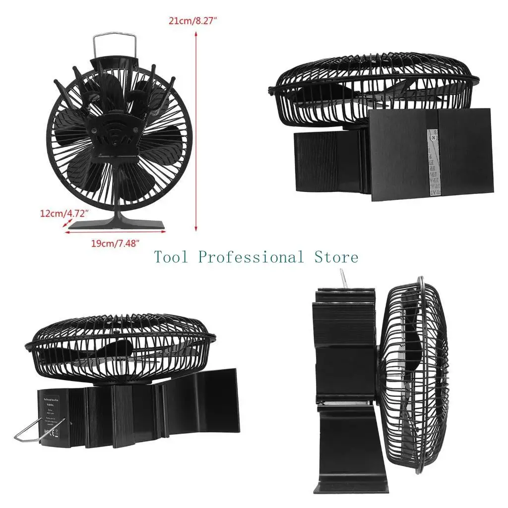 

57QF Heat Powered Silent Stove Fan Fireplace Stove Fan 6-Blade Heat Distribution Quiet Small for Ideal Gift for Your Home
