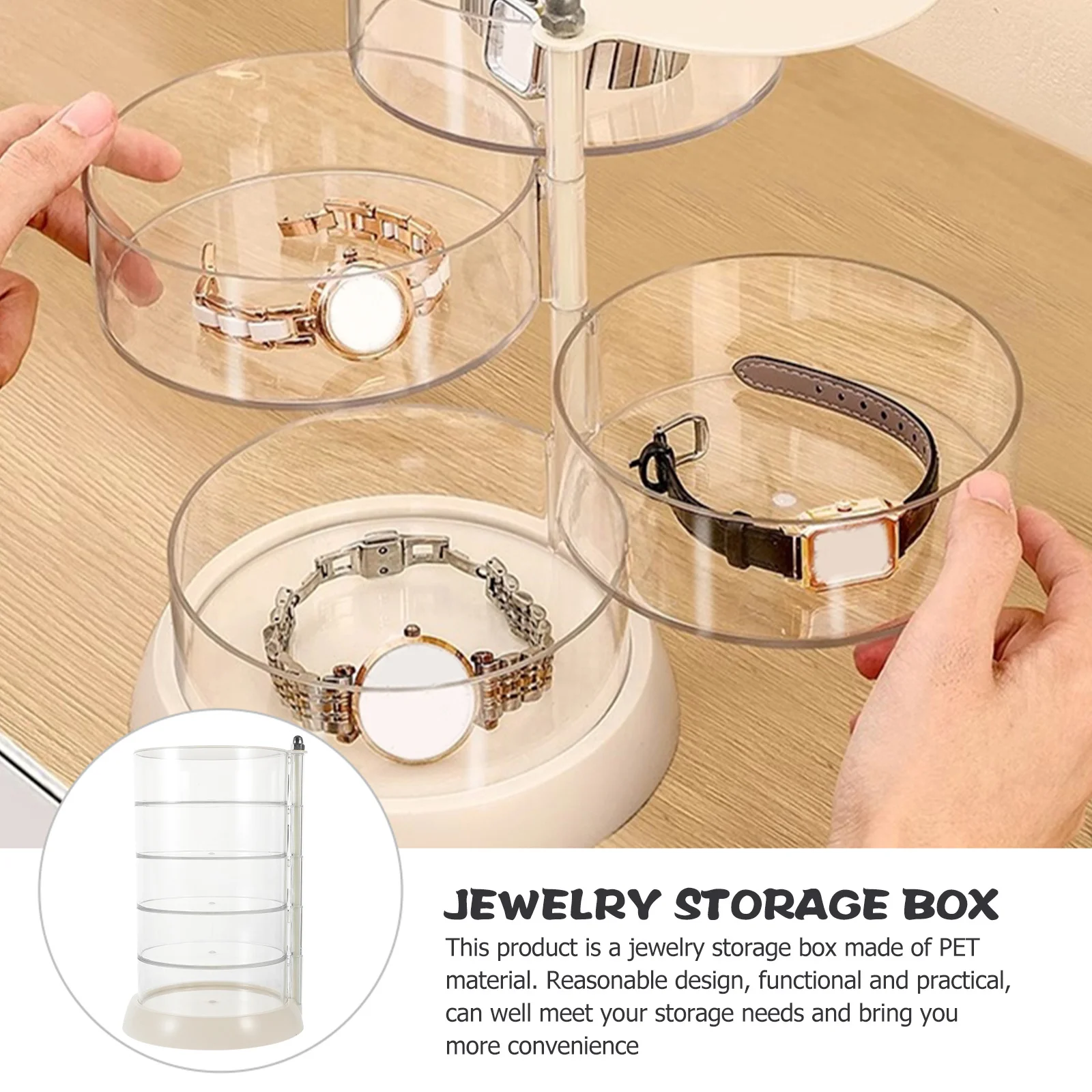 

Многослойный органайзер для ювелирных изделий, вращающийся прозрачный держатель для хранения ювелирных изделий, настольный дисплей, шкатулка для безделушек, органайзер для заколок для волос