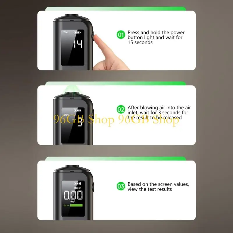 

96 ГБ цифровой светодиодный детектор алкоголя в выдыхаемом воздухе портативный тестер алкотестер для водителя
