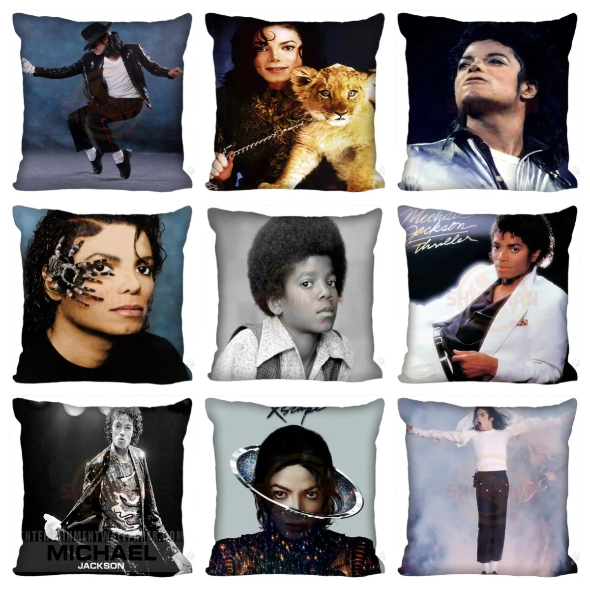 1 capa de almofada Michael Jackson Stage, poliéster com impressão 2D dupla face, capa de almofada decorativa macia para fãs, ideal para quarto.