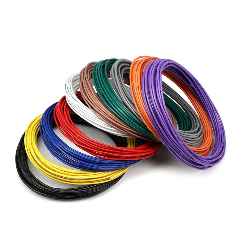2/5/10m 1007 Single Core Copper Wire 26 24 22 20 18 16 14AWG PVC Insulated 300V Tinned Plating Electric Cable LED Lamp Line