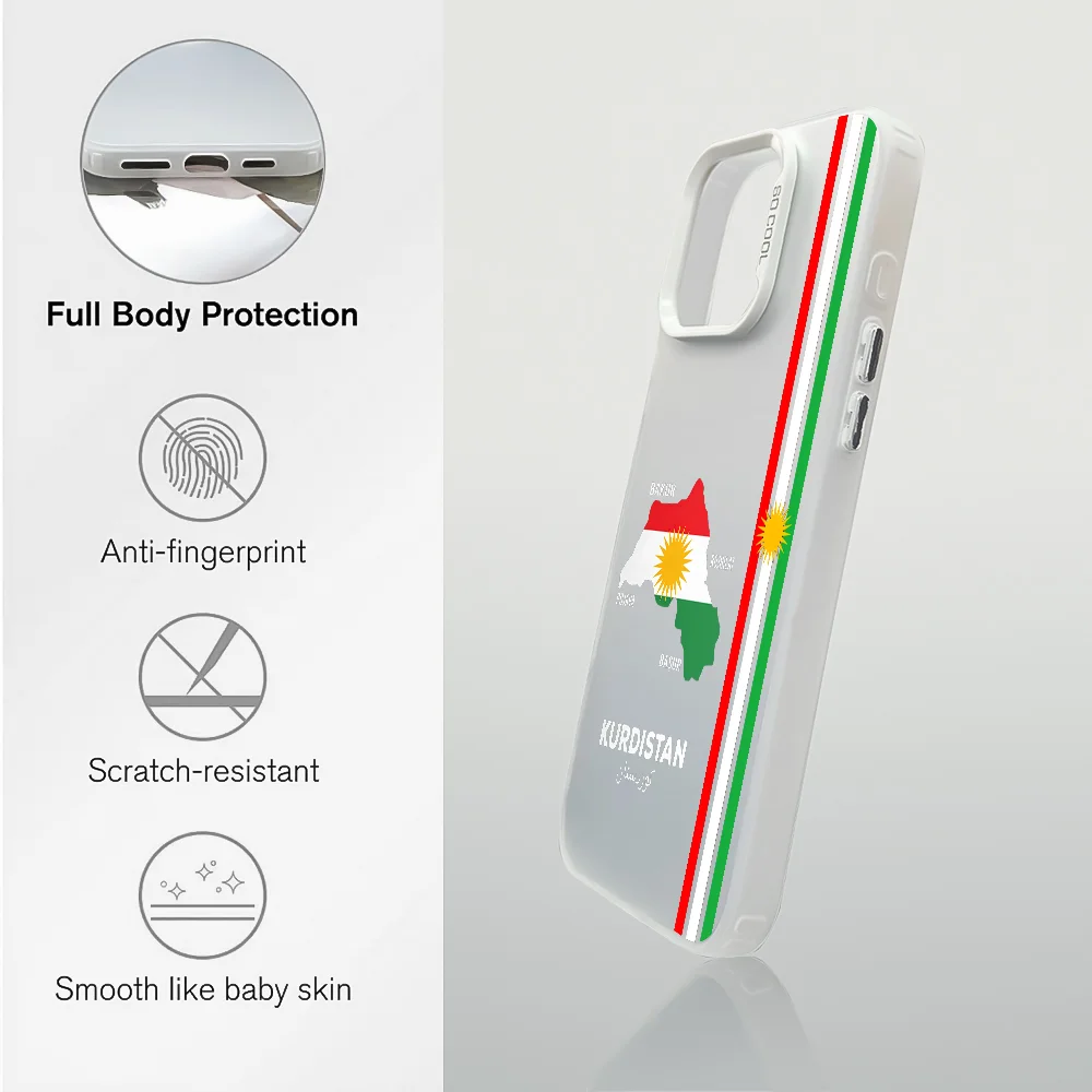 كردستان العلم خريطة جراب هاتف آيفون 16 برو ماكس 15 14 13 12 11 زائد متعدد الألوان أورورا الليزر للصدمات فوندا #6