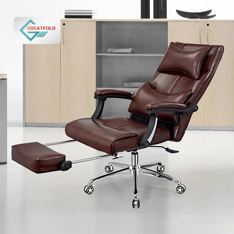 Highback Reclining Manager Swivel Executive Chair Ergonomic Brown PU Leather Computer Luxury  Boss Executive Office Chair