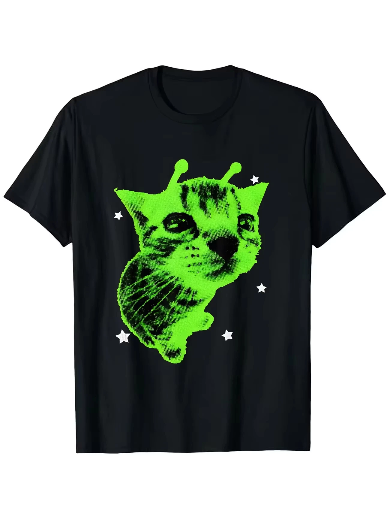 Y2K Alien Cat Meme Women's T-shirt Streetwear Y2K Tee Summer Women Top Ironic Humor Gen Z Alpha Brain Rot Humor Women's Clothing