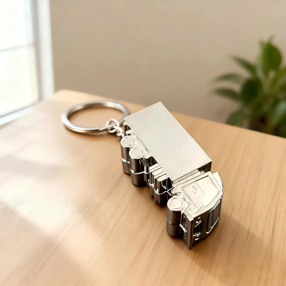 Llavero de camión metálico de simulación, personalizable, modelo de furgoneta de carga, llavero creativo, adorno para llaves, regalo para la industria de la logística