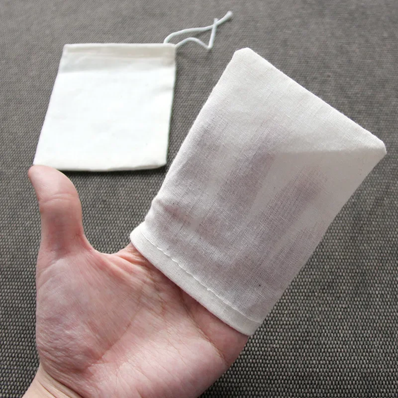 50 قطعة القطن الخالص الشاش حقيبة ملابس واحدة شفط كيس مرشح Marinade التوابل Dreg فصل الرباط ، كيس شاي من القماش القطني