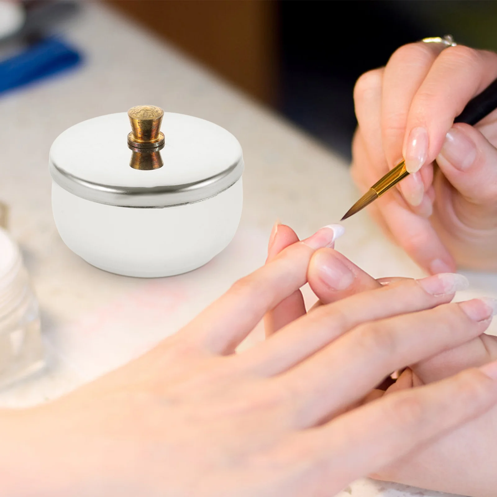 Taza de Alcohol de vidrio, cuenco líquido redondo mate de 2 pulgadas, tapa de acero inoxidable para decoración de uñas, plato Dappen, herramientas de manicura, cuidado de uñas