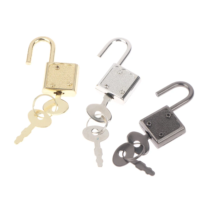 1Set Diary Book Suitcase Rectangle Padlocks Mini Luggage Hardware Locks With Key Lock For Travel Wedding Jewelry Box