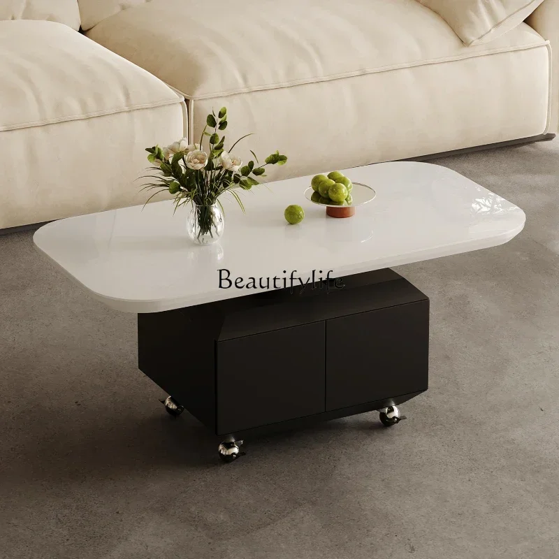 

Rock slab movable lifting coffee table dining table dual-purpose multi-functional two-in-one