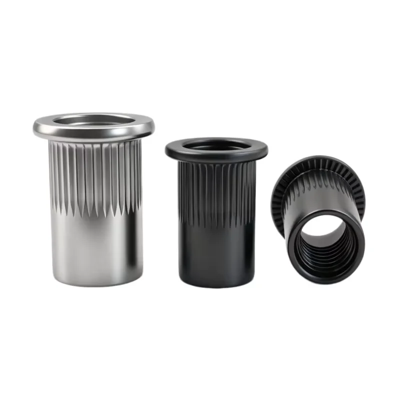 304/316 Stainless Steel Black/Natural M3 M4 M5 M6 M8 M10 M12 Flat Head Knurled Rivet Nut Threaded Insert Nuts