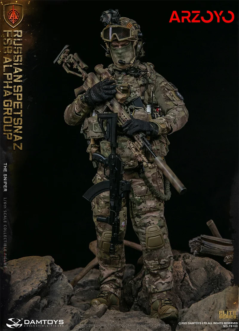 [2024 Q2] DAMTOYS 78100 1/6 Russian Spetsnaz FSB Alpha Group Sniper Action Figure 12-inch Male Soldier Figurine Full Set Model