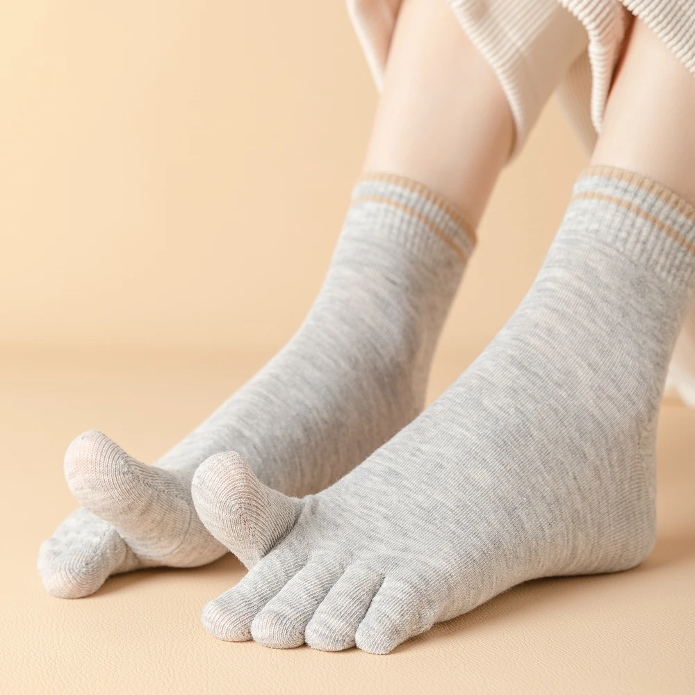 3/5 Pairs Women Five Finger Socks High Quality Cotton Toe Socks Autumn Spring Sports Athletic Ankle Socks with Five Finger