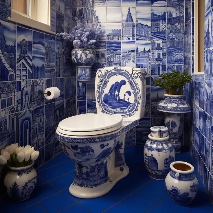 Sophisticated Modern Blue Ceramic Children's Geometric Cloud Automatic Deodorization Floor Mounted Elongated P-trap Two Hotel