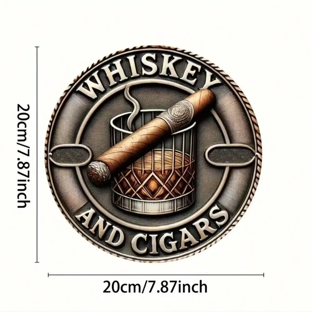 Baroque Whiskey Cigar Tin Metal Wall Art Retro Vintage Decor For Home Outdoor Pub
