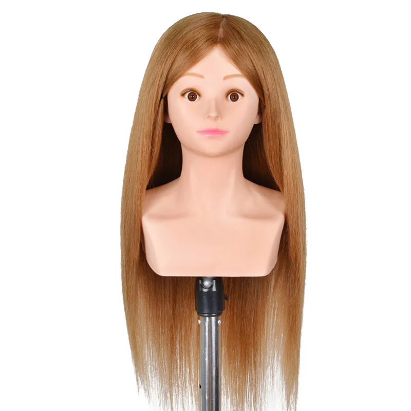 High Grade 80% Human Hair Mannequin Head with Shoulder Female Doll Heads 26inch Hair for Braiding Hairstyle Practice Maniqui