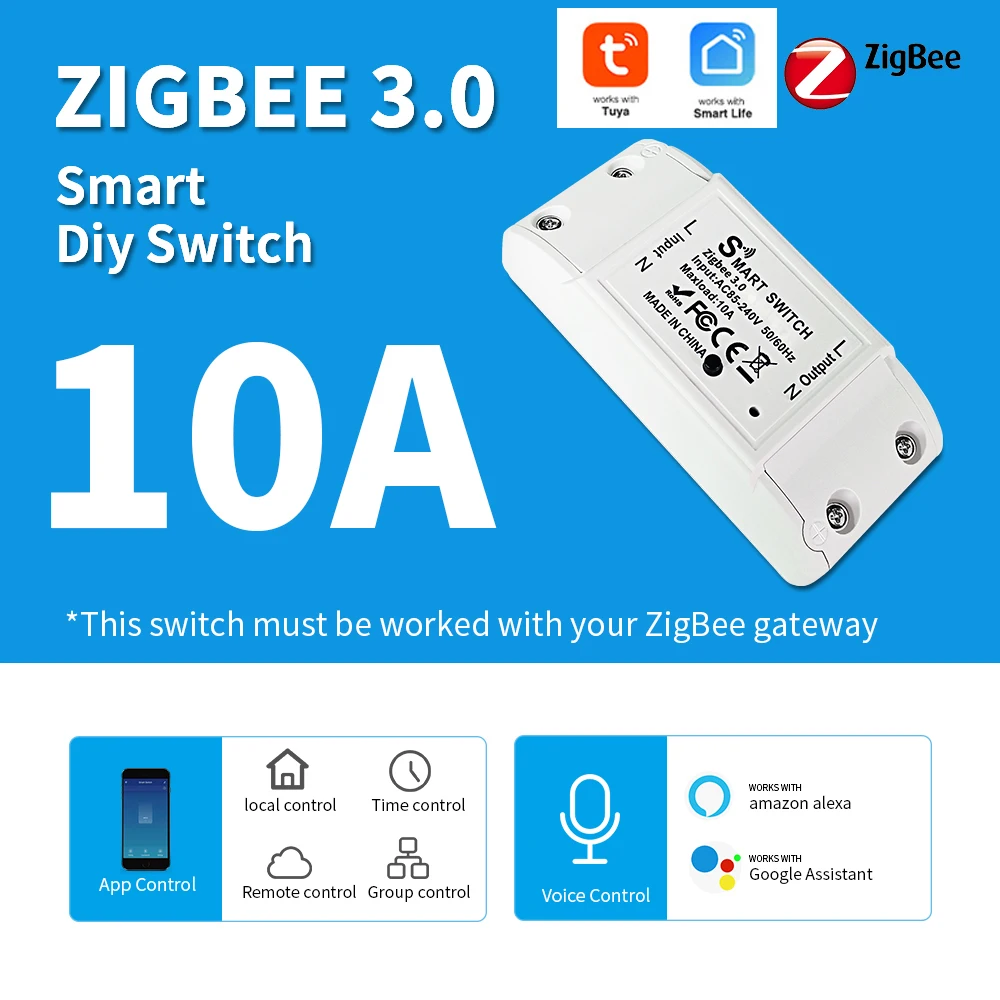 

Tuya ZigBee 3,0 умный выключатель таймер светодиодный светильник беспроводной контроллер умный дом автоматизация релейный модуль поддержка Alexa Google