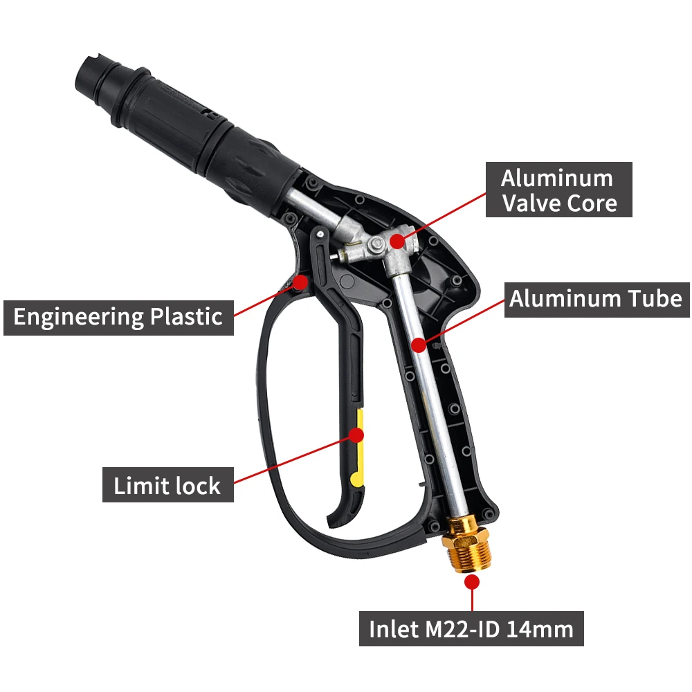 High Pressure Car Wash Water Gun with M22 Inlet-14mm Jet Adjustable Nozzle Car Washing Sprayer Gun Trigger Handle Washer Gun - view 2