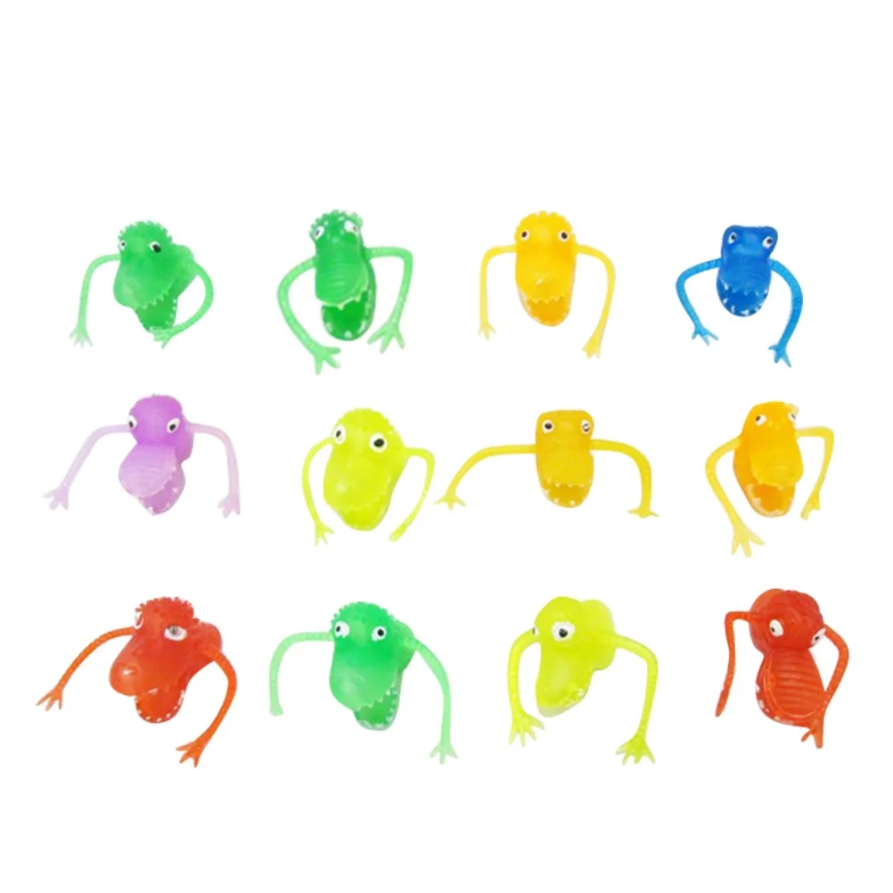 12PCS Plastic Dinosaur Finger Puppet Mini Animals Finger Toy Kids Funny Toy Party Favors for Birthday Party Children (Random