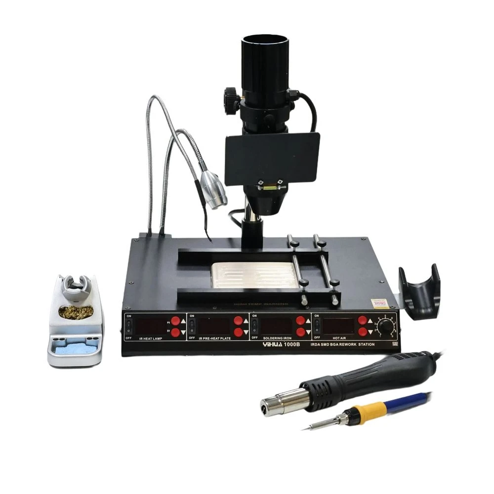 

YIHUA 1000B Precision Rework Station Kit Includes Adjustable IR Lamp & 120x120mm Preheat Plate