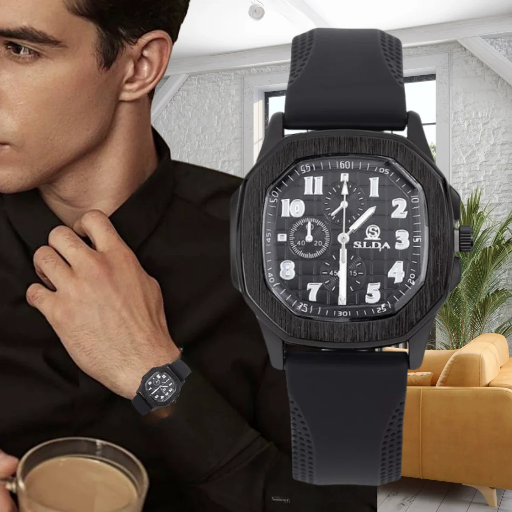 Niche Temperament Men's Watch New Arrivals Silicone Strap Quartz Watches Original Classic Square Mens Watches for Mens
