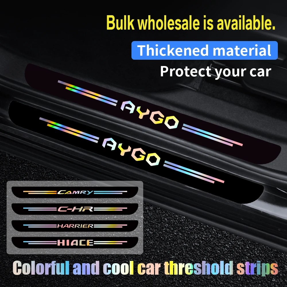 Car Laser Door Threshold Decals Universal Anti-scratch and Anti-collision Door Decorative Sticker for Toyota AYGO CAMRY C-HR