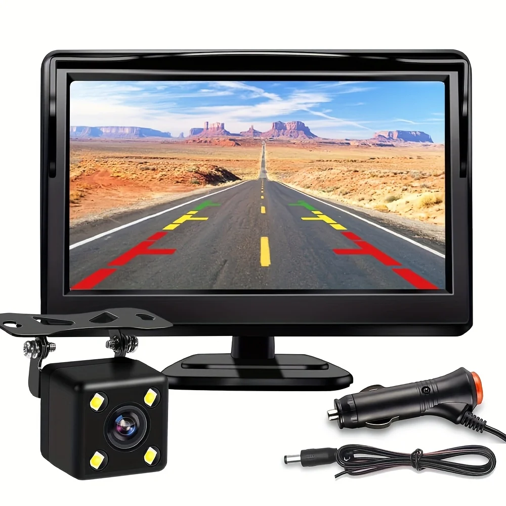 5-Inch Backup Camera with Monitor - Clear Night Vision, Reverse Rear View System for Cars, Trucks, SUVs