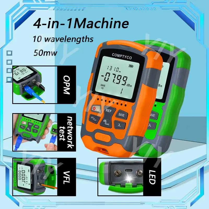 

AUA-M70/MC70 50MW 4 in 1 Optical Power Meter Visual Fault Locator Network Cable Test Optical Fiber Tester VFL -70~+10dbm LED