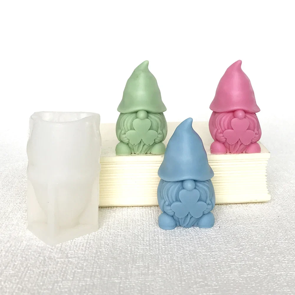 Clover goblin dwarf mold Gnomes Molds Faceless Elderly Silicone Mold Handmade Gypsum Incense Stone Gift