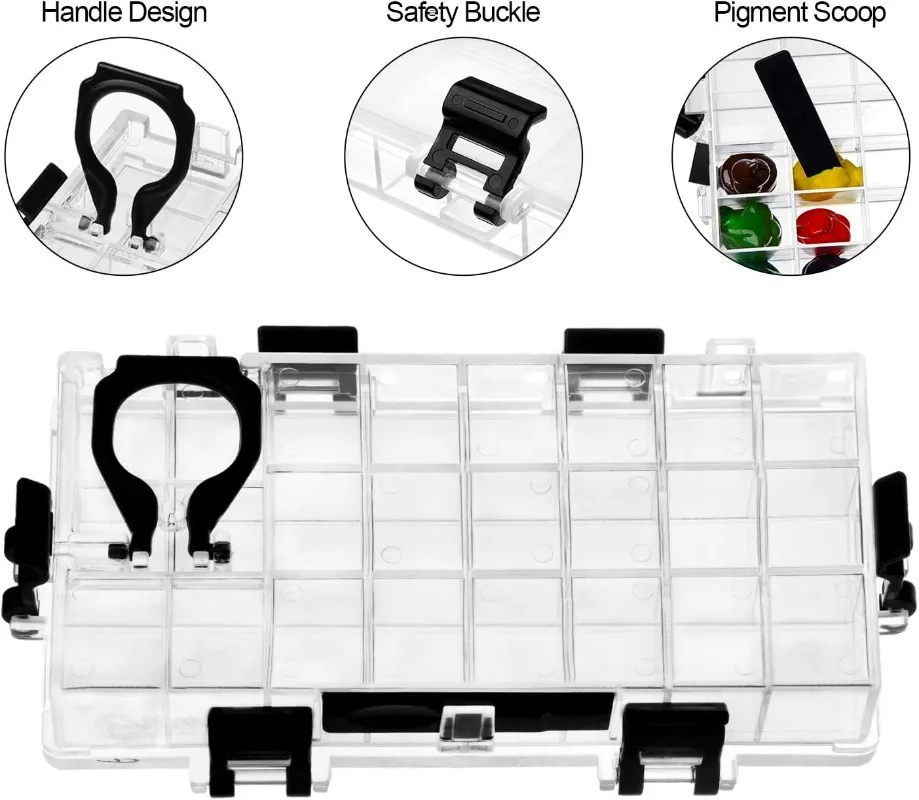 Caja de paleta de acuarela, estuche de viaje hermético a prueba de fugas para Media sartén, Gouache acrílico y pintura al óleo, 24/36-well