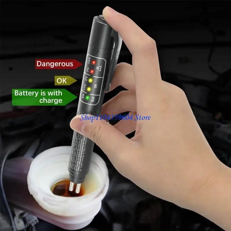 

12QM Car Brake Diagnostic Testing Tool for DOT3 4 5 Brake Fluid With 5 LED Indicators Content Quick Detection