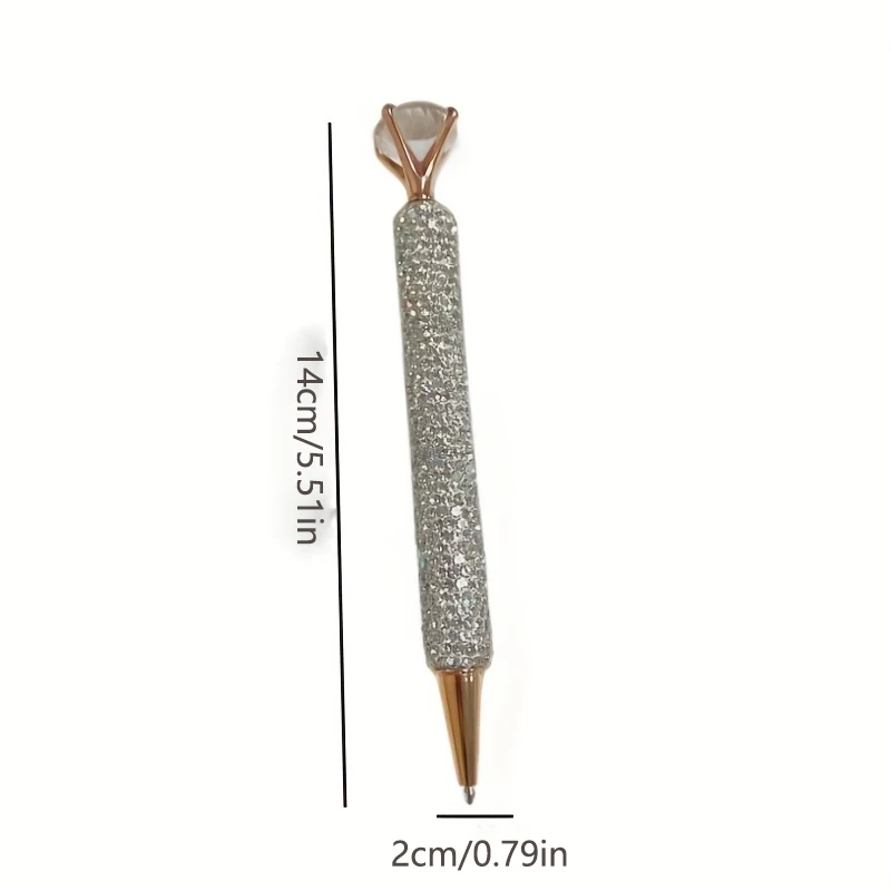 Elegant Twist Cap Ballpoint Pen with Sparkling Rhinestone Design - Metal Construction Stationery Neutral Pen for School Office