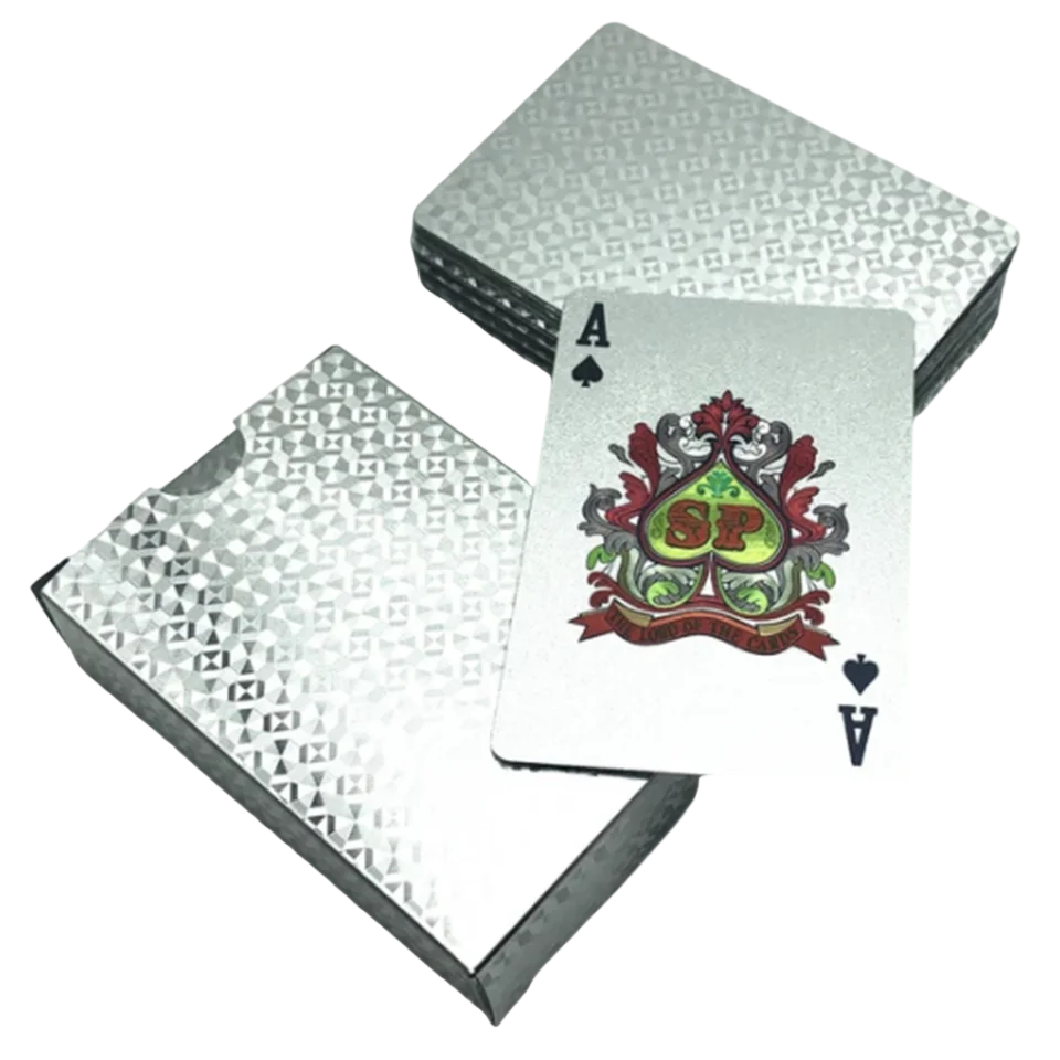 Juego de cartas de póquer de plata para niños, juego de cartas de PVC, juego de cartas de cubierta impermeable, colecciona regalos de popularidad