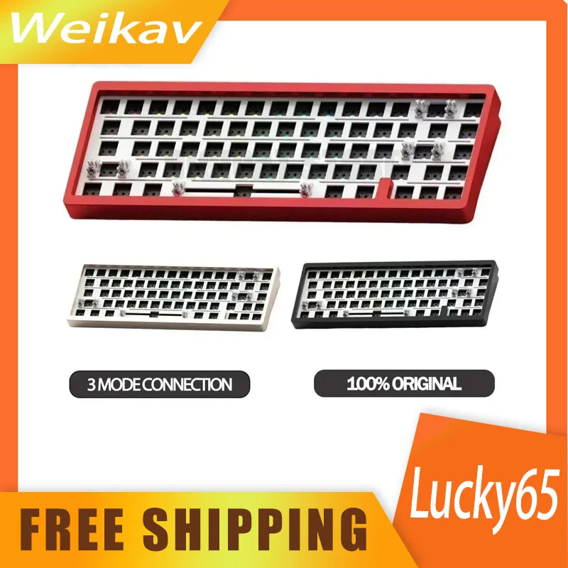 Weikav Lucky65 Keyboard Kit Usb/2.4g Wireless /Bluetooth Mechanical Keyboard Kit Gasket Structure Rgb Gaming Keyboard Sugar65