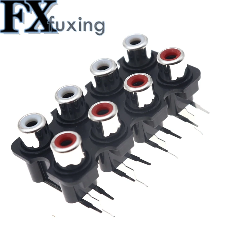 5Pcs 8 Gat Rca Female Stereo Audio Jack Av Audio-ingang Connector Lotus Rij Versterker Interface Signaal Verbinding