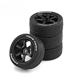 4PCS 1/10 RC Racing Car Tires On Road Touring Drift Car Tyre Wheel For Tamiya TT01 TT02 TA06 XV-01 PTG-2 Accessories Parts White