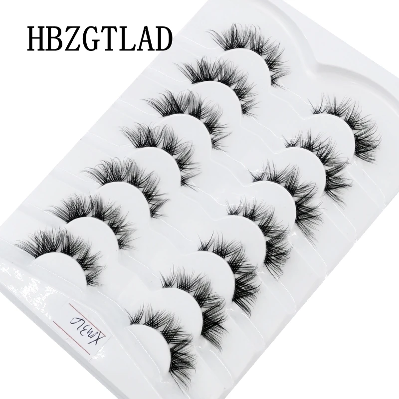 7 pairs Mink Eyelashes Clear Band Eye Lashes Crisscross Transparent Band False Eyelashes Handmade Dramatic Lashes Upper Lashes