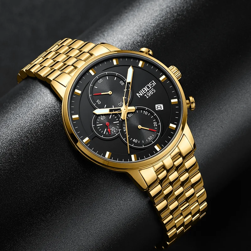 NIBOSI Brand Fashion Mens Watches Top Brand Luxury Wristwatch Quartz Clock Watch Men Waterproof Chronograph Relogio Masculino