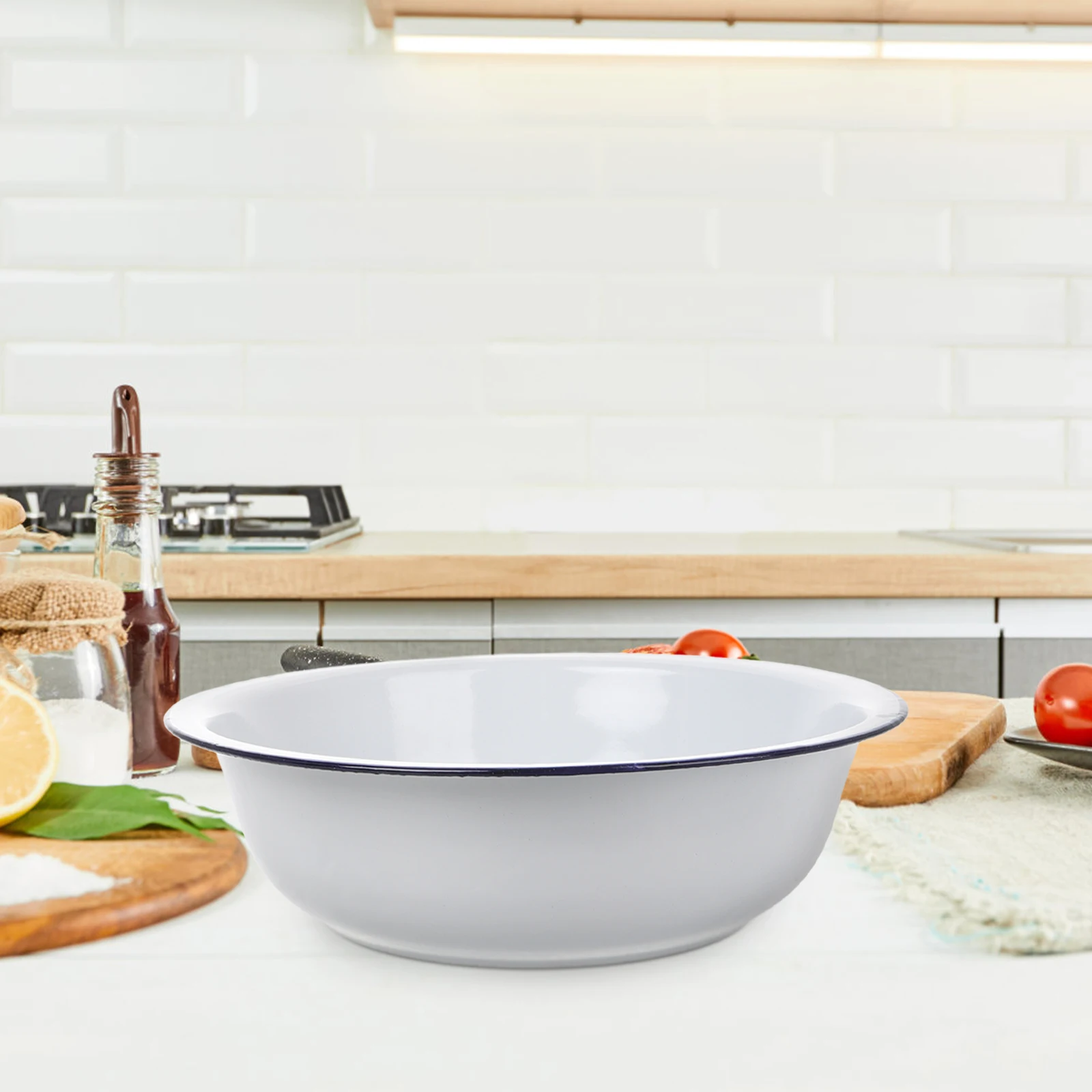 

Large Enamel Mixing Bowl Heavy Duty Thick Wall Wash Basin For Kitchen Home Use Easy Clean Vintage Style Face Vegetable