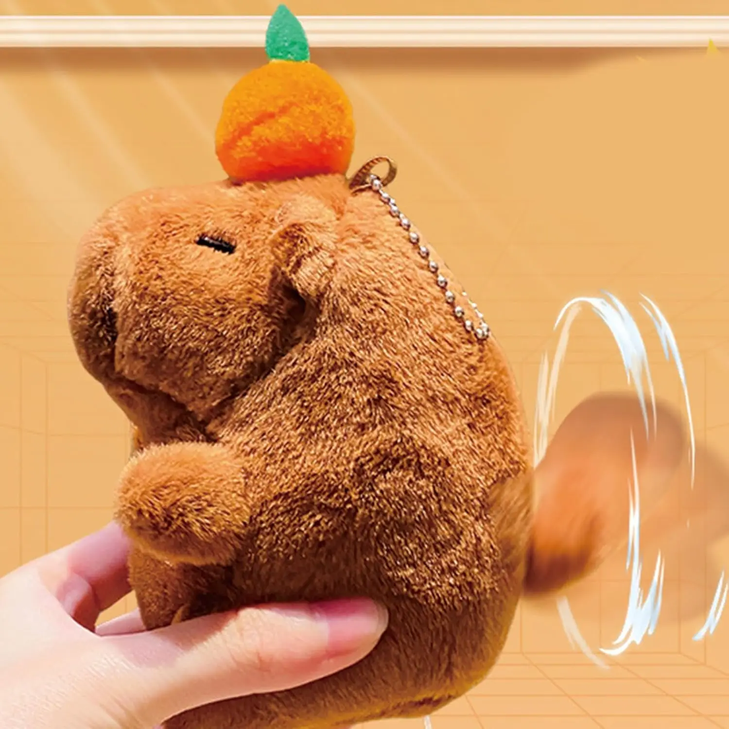 Lindo animales de peluche llavero de capibara de peluche simulación de dibujos animados colgante de capibara lindo colgante de bolso escolar