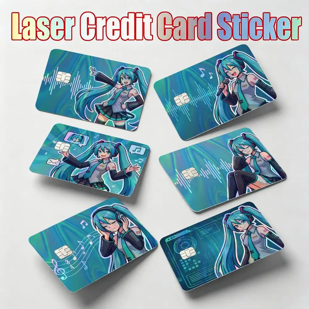HATSUNE-e MIKU-u Laser Reflective Card Skin Sticker For Debit Credit Card