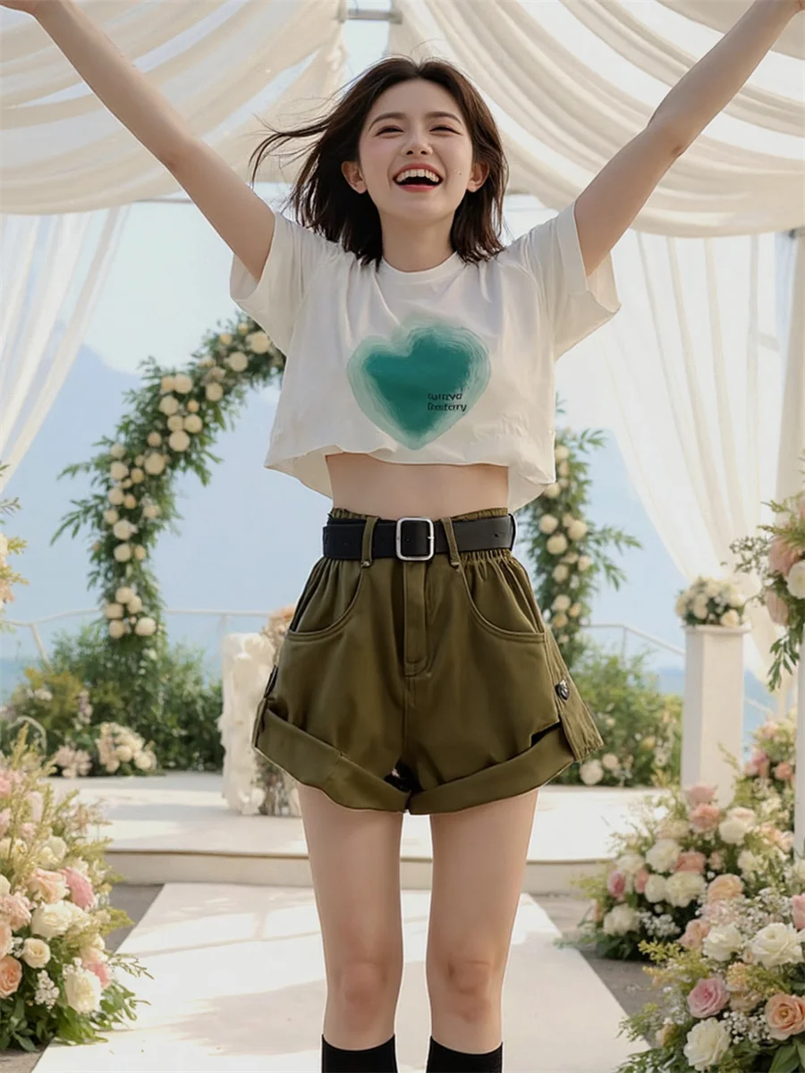 

Джинсовые свободные шорты с высокой талией и закрученными краями для девочек, элегантная женская одежда, зимняя узкая облегающая вечерняя женская одежда с хлопковой подкладкой