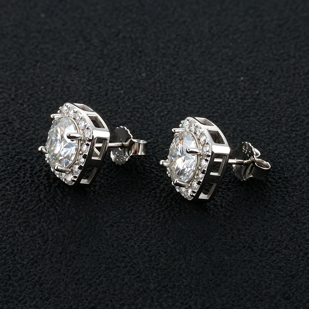 Women's Iced Out Square Halo VVS1 Moissanite Earrings 925 Silver  Earring Bling Luxury Hip Hop Jewelry For Party Birthday Gift - view 4