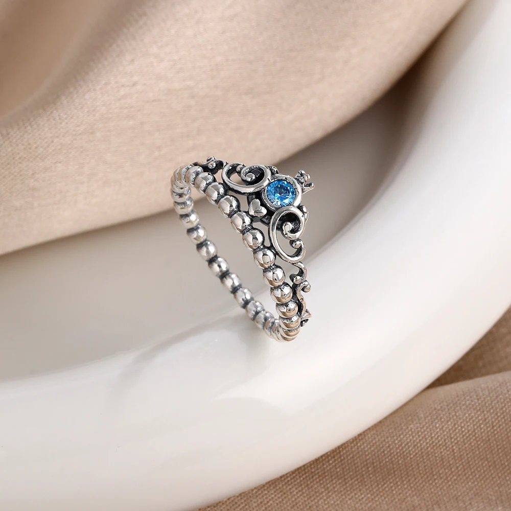 فاخر أصلي 925 فضة المياه الأم تاج القمر الحب خاتم الزواج مجموعة للمرأة مجوهرات حفلة هدية أشياء من 1 دولار #6