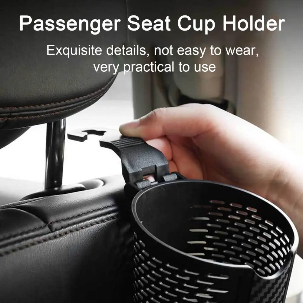 2Pcs Car Headrest Cup Holder Tray Easy Installation Universal Hollow Mesh Cup Holder with Food Tray Hook Design Auto Storage Box