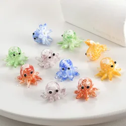 2pcs 22x15mm Cute Octopus Lampwork Beads For Ocean Jewelry Making Multicolor Dot Loose Spacer Murano Glass Beads DIY Bracelets