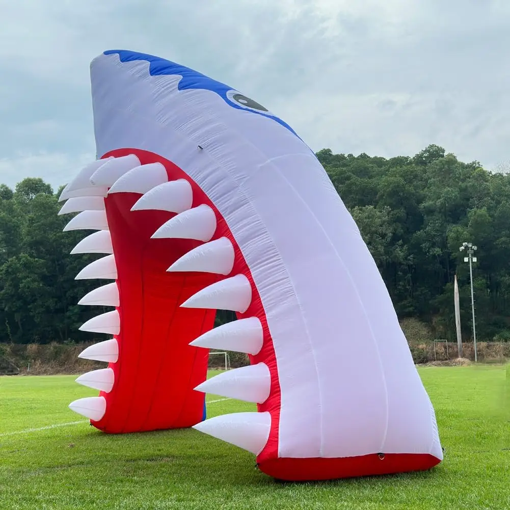 Arco inflável da boca do tubarão com ventilador para o evento do estágio, decoração do tema do oceano, festa de aniversário, 13ft