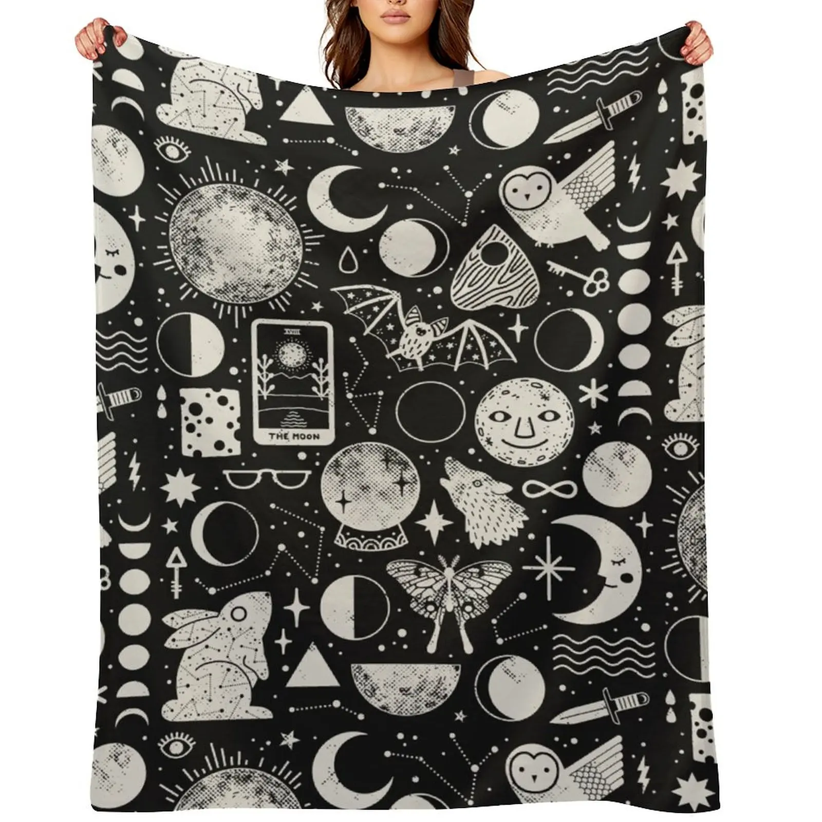 

Lunar Pattern: Eclipse Throw Blanket christmas decoration For Decorative Sofa Soft Plaid Plaid on the sofa Blankets