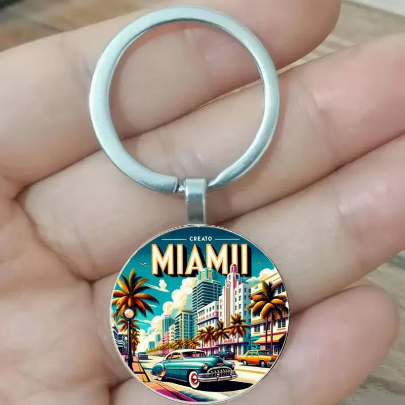 Vintage Miami, regalos de recuerdo para entusiastas de Miami - Recuerdos de viaje de Florida - regalos de cumpleaños, llaveros conmemorativos, sonó