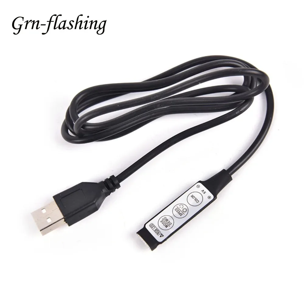 RGB 컨트롤러 5V USB 커넥터 케이블, 4 핀 라인 조광기, 5V 5050 2835 RGB LED 스트립 리본 TV 백라이트 조명용 3 키, 0.5m, 1m