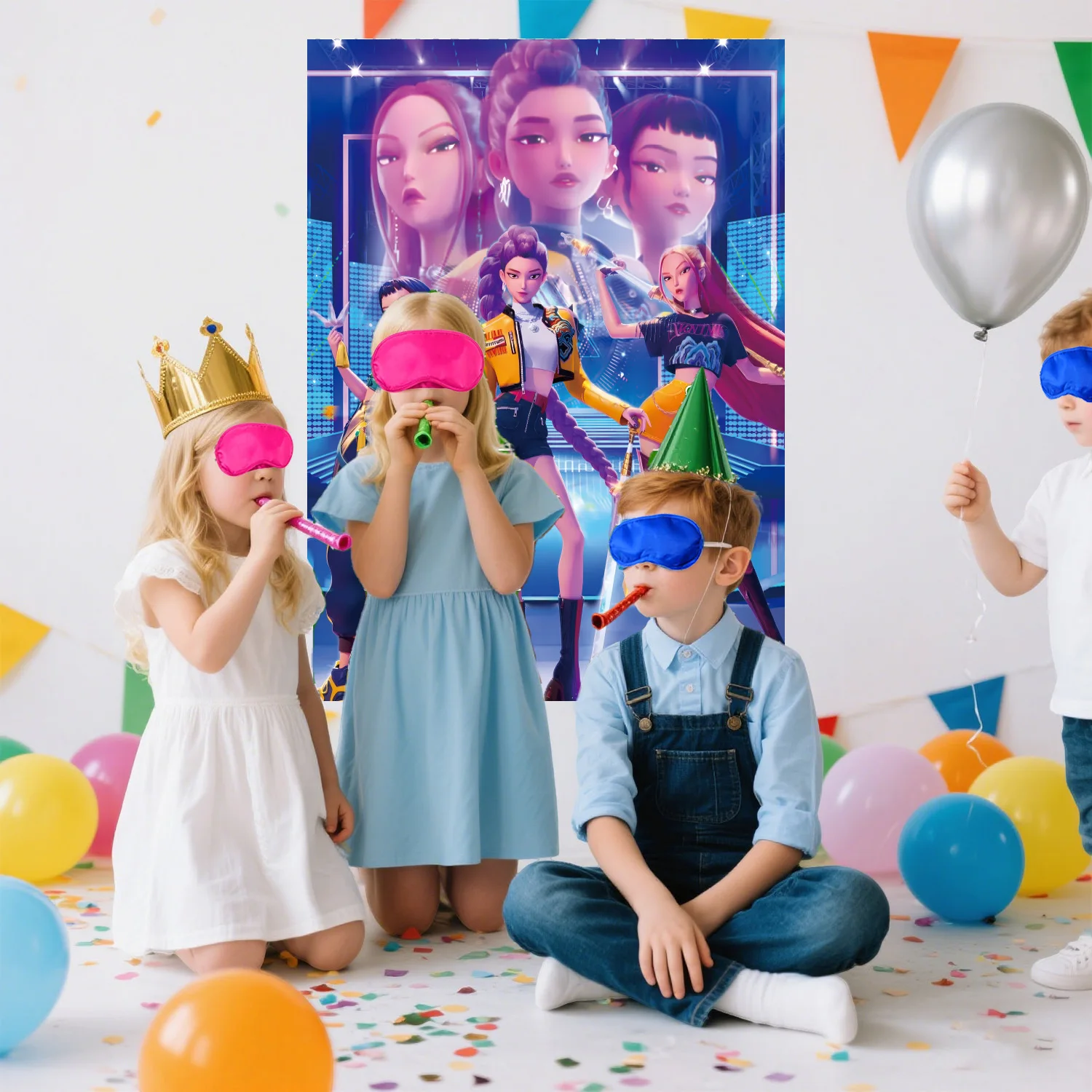 ملصق قناع عين لحفلات أعياد الميلاد من k Pop Demon Hunters، لعبة لمس الأنف معصوب العينين للأولاد أو الفتيات، مستلزمات استحمام الطفل #3